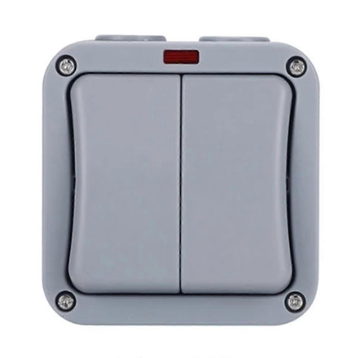 IP66 Wall Electrical Switch 220V Light Waterproof on Off Security Button with Fixation Night in the Pc Power(B)
