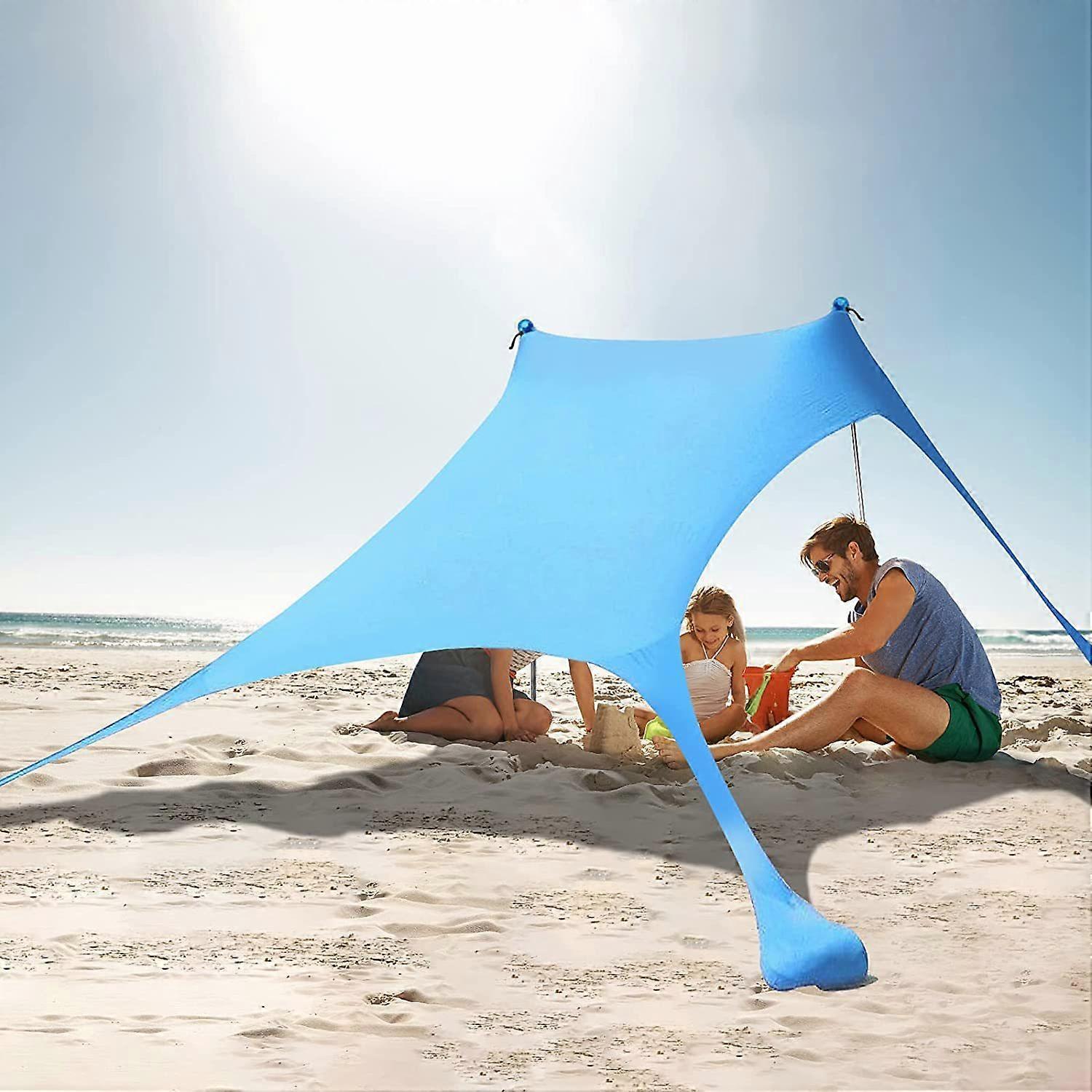 Beach Canopy Sun Shelter, Beach tent shelter, Pop Up Beach Tent UPF50+ with Awning Carpet Sand Shovel Carrying Bag, Perfect for Beach, Camping, Fishin
