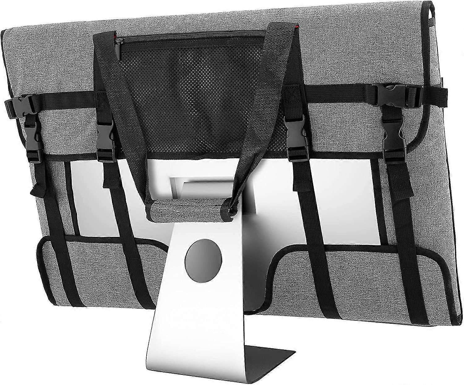 betterlifefg-monitor bag compatible carrying case screen protector laptop handbag storage with pocket for accessories, grey,72*54cm