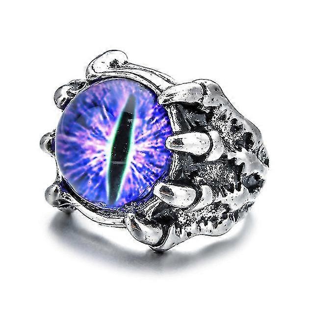 الشرير خمر الرجال الرجعية التنين مخلب عيون الشر خاتم الشيطان مقلة العين ثعبان الحيوان ذكر كريستال إصبع مجوهرات هالوين هدية