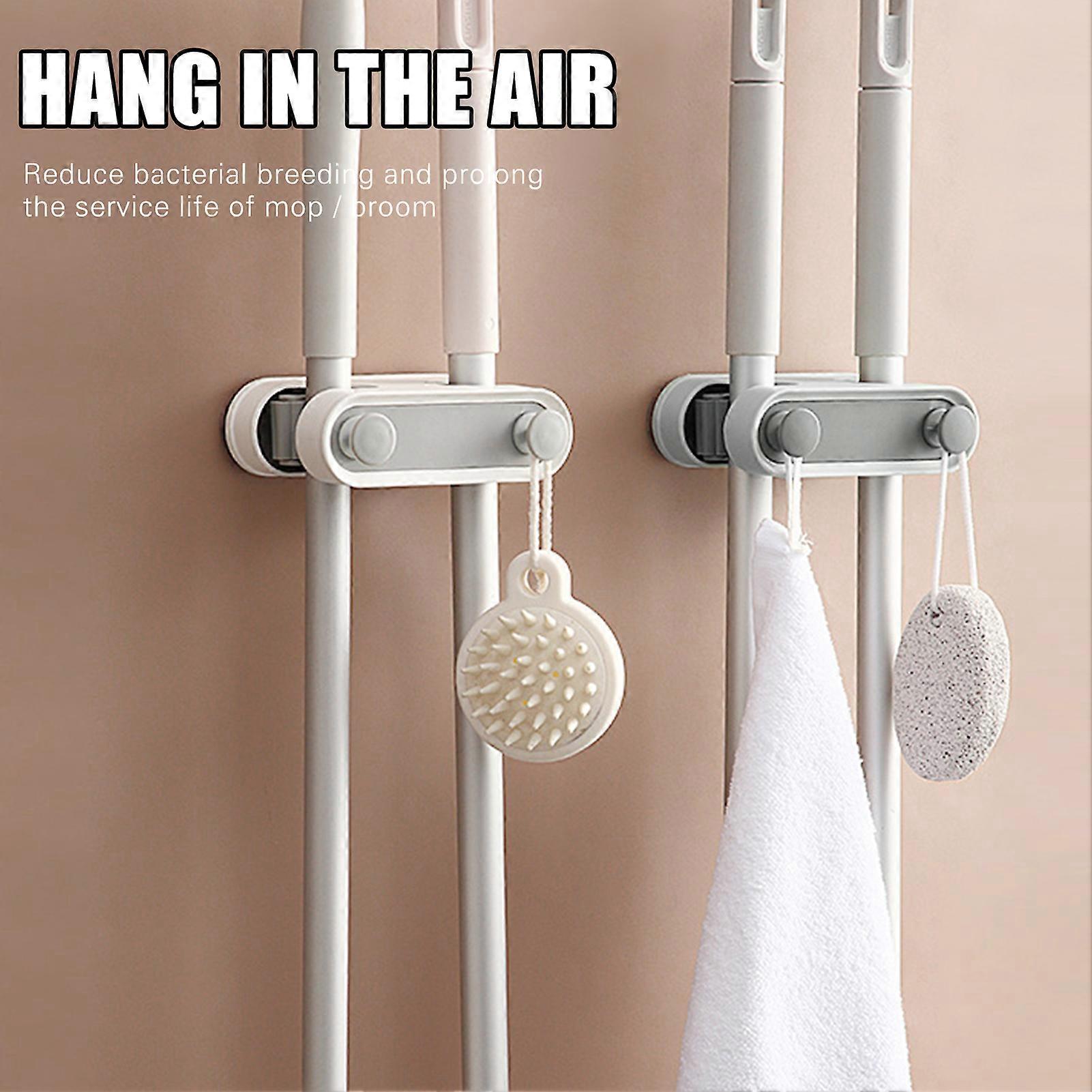 Non-Marking Mop Storage Rack No Punch Broom Card Holder Wall Mount Mop Hook