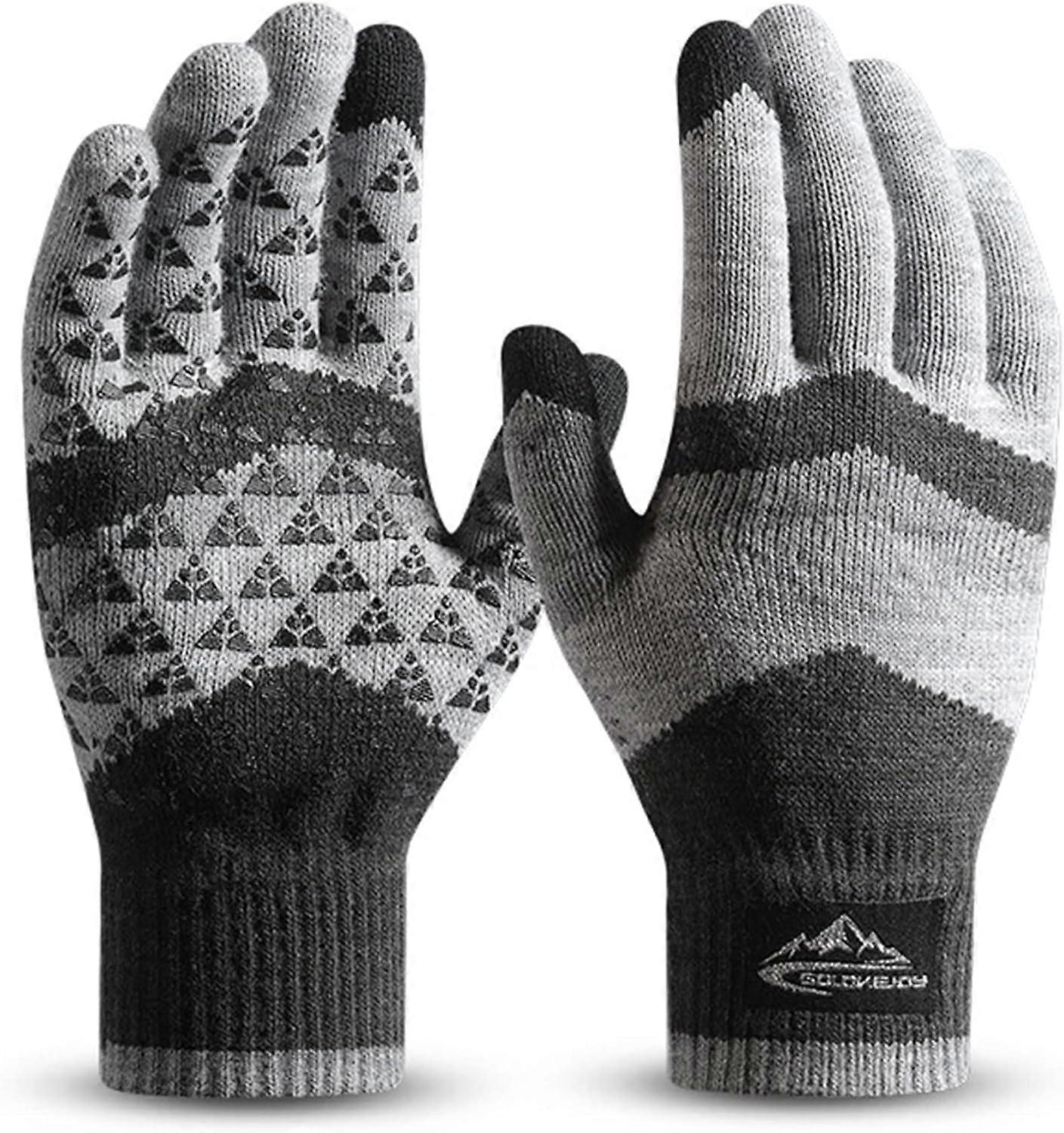 Winter Gloves for Men and Women, Touch Screen Anti-Slip Thermal Gloves with Elastic Cuff, Soft Knit Driving Gloves
