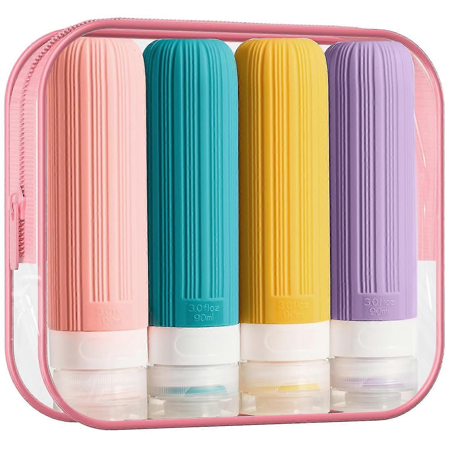 Refillable Travel Bottles For Toiletries, Tsa Approved 3oz Leak Proof Travel Bottles, Bpa Free Silicone Squeezable Containers With Toiletry Bag