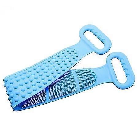 Double Layer Silicone Body Brush, Back Massage Band (blue)