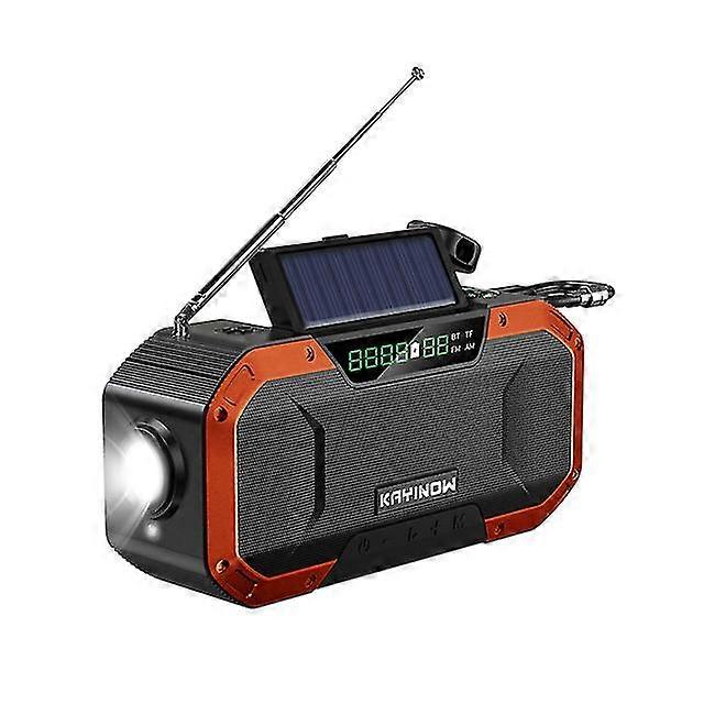 Portable Solar-powered Am/fm Radio With Bluetooth Powerk Emergency Hand-crank Led Light And Compass For Outdoor