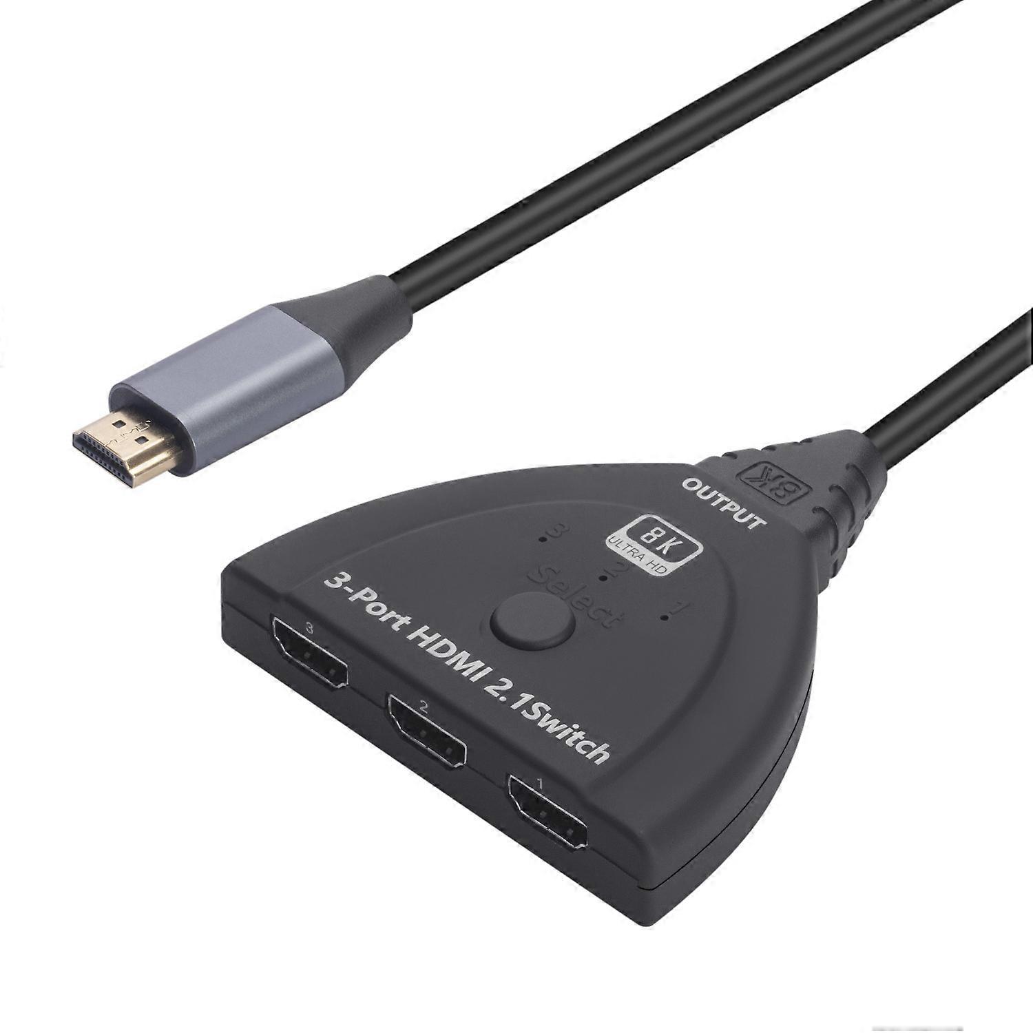 מתג HDMI 2.1 3 יציאות 8K תיבת בורר מתגי HDMI תומכת 8K@60Hz 4K@120Hz