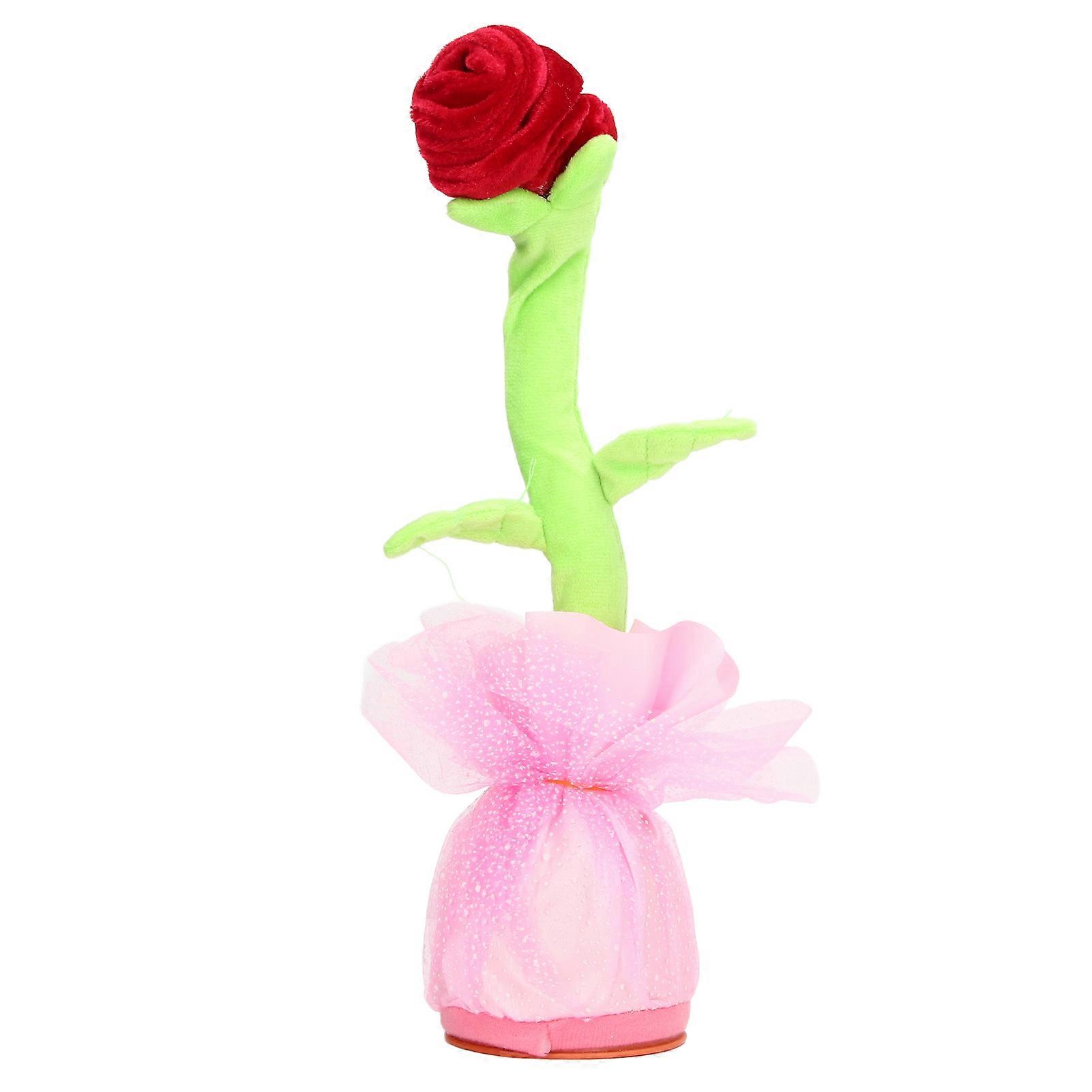 Singing Flower Simulation Sound Recording Repeating Electronic Dancing Talking Rose Flower Toy for 3 Years Old AboveRed