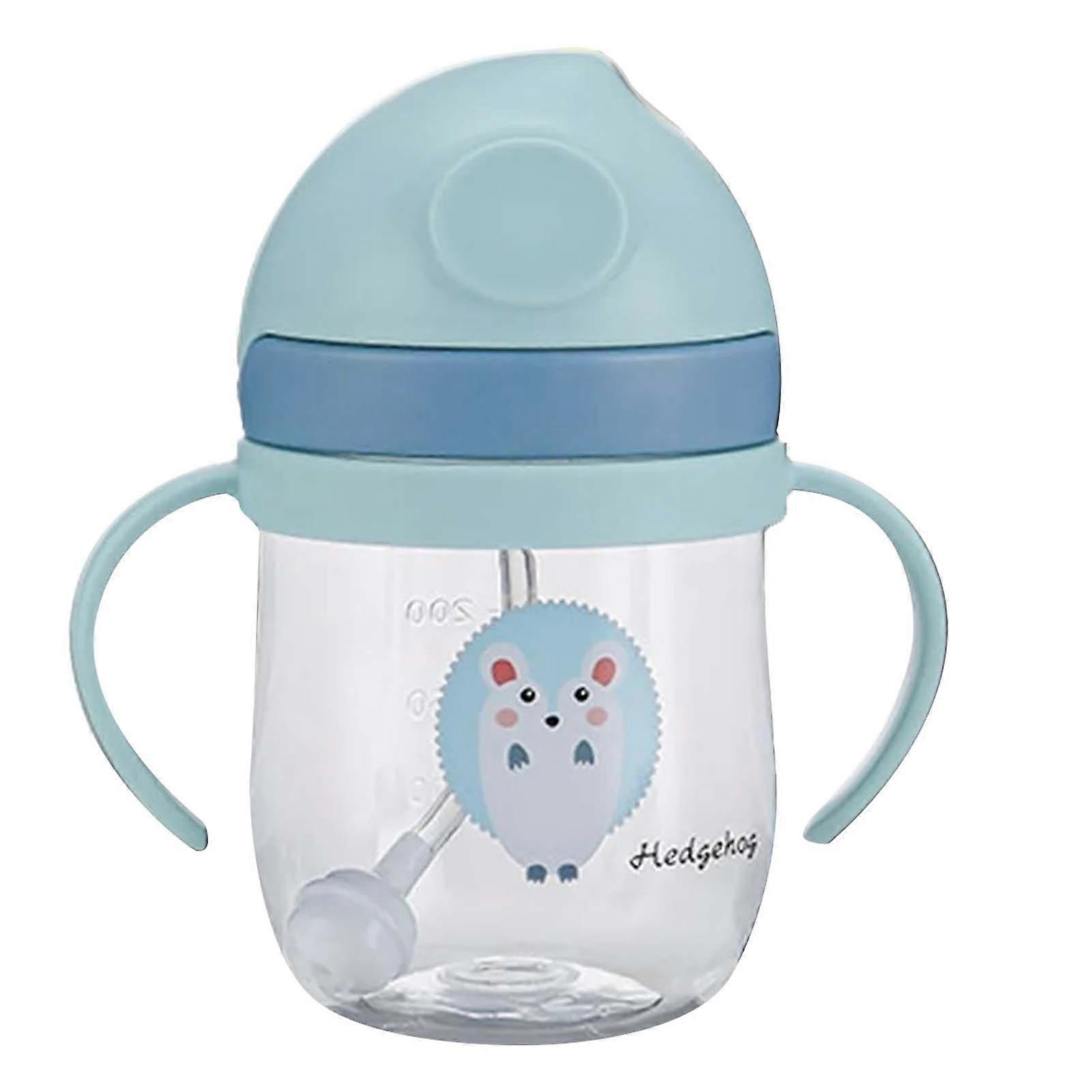 Baby Straw Cup 250ml Leakage Proof Safe Odorless Plastic Fadeless Scale Toddler Straw Cup for Home Travel Blue