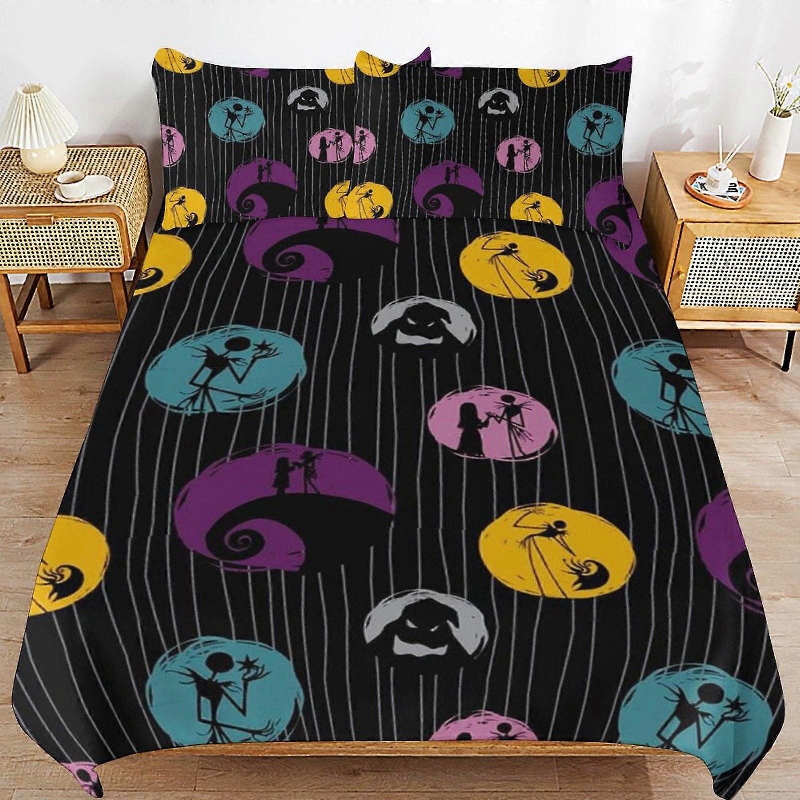 a1326 O Pesadelo Antes do Natal Conjunto de Capa de Edredom, Conjunto de Cama de 3 Peças 86x70" Conjunto de Capa de Edredom Decorativa com Impressão Dupla Face (1 Capa de Edredom +