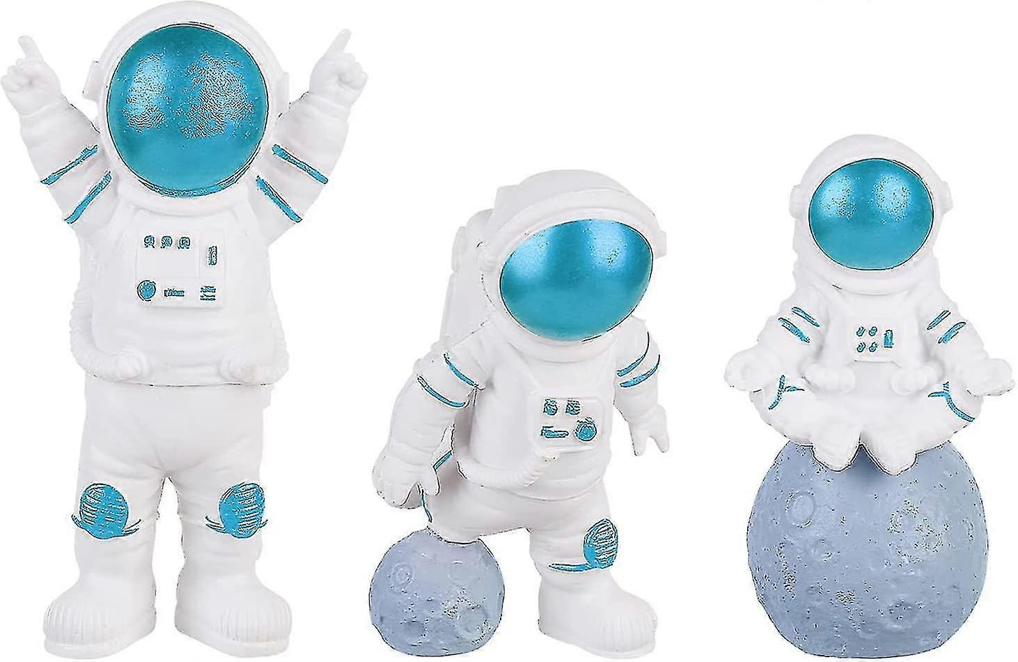 Astronaut Figure Toys 3 Pcs Spaceman Statues Model Cake Topper Birthday Space Theme Party Gifts Table Decoration Car Dashboard Ornament Cake Decoratio