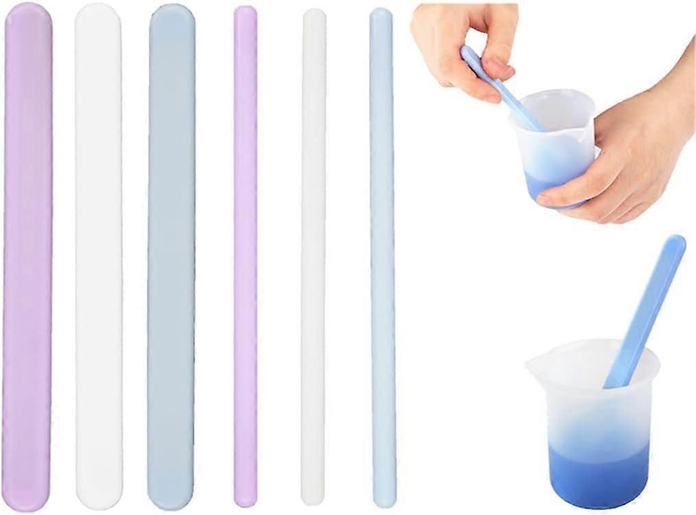 6 Pieces Round Silicone Stirring Sticks Resin Stirring Rod Mixing Stirrer Flat Sticks Silicone Stick for Epoxy Paint Liquid Glue Mixing