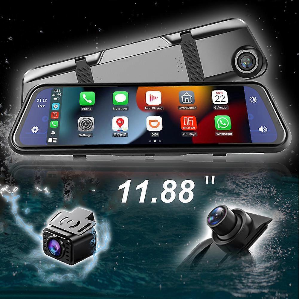Apple Carplay Rear View Dash Cam Carplay Front and Rear Backup Wireless and Android Auto Mirror Dashcam for Cars Carplay Screen