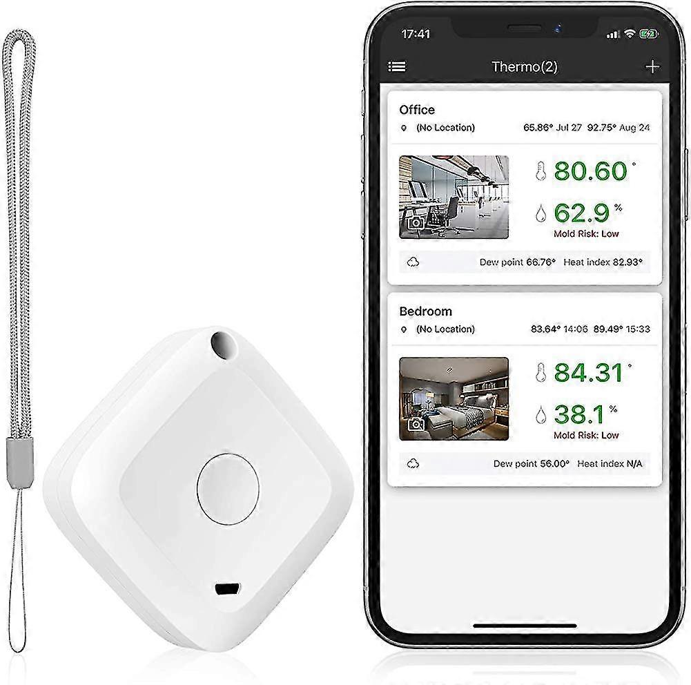Bluetooth-termometer Hygrometer, termohygrometer inomhus med app, hög