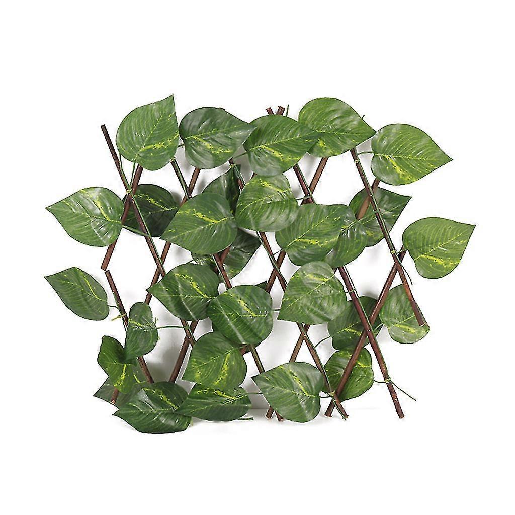 人工的な緑の葉のシミュレーションの植物が付いている引き込み式の格子垣の塀は調節可能な拡大の木製の両掛けのゲートのプライバシースクリーンの庭の装飾を植えます