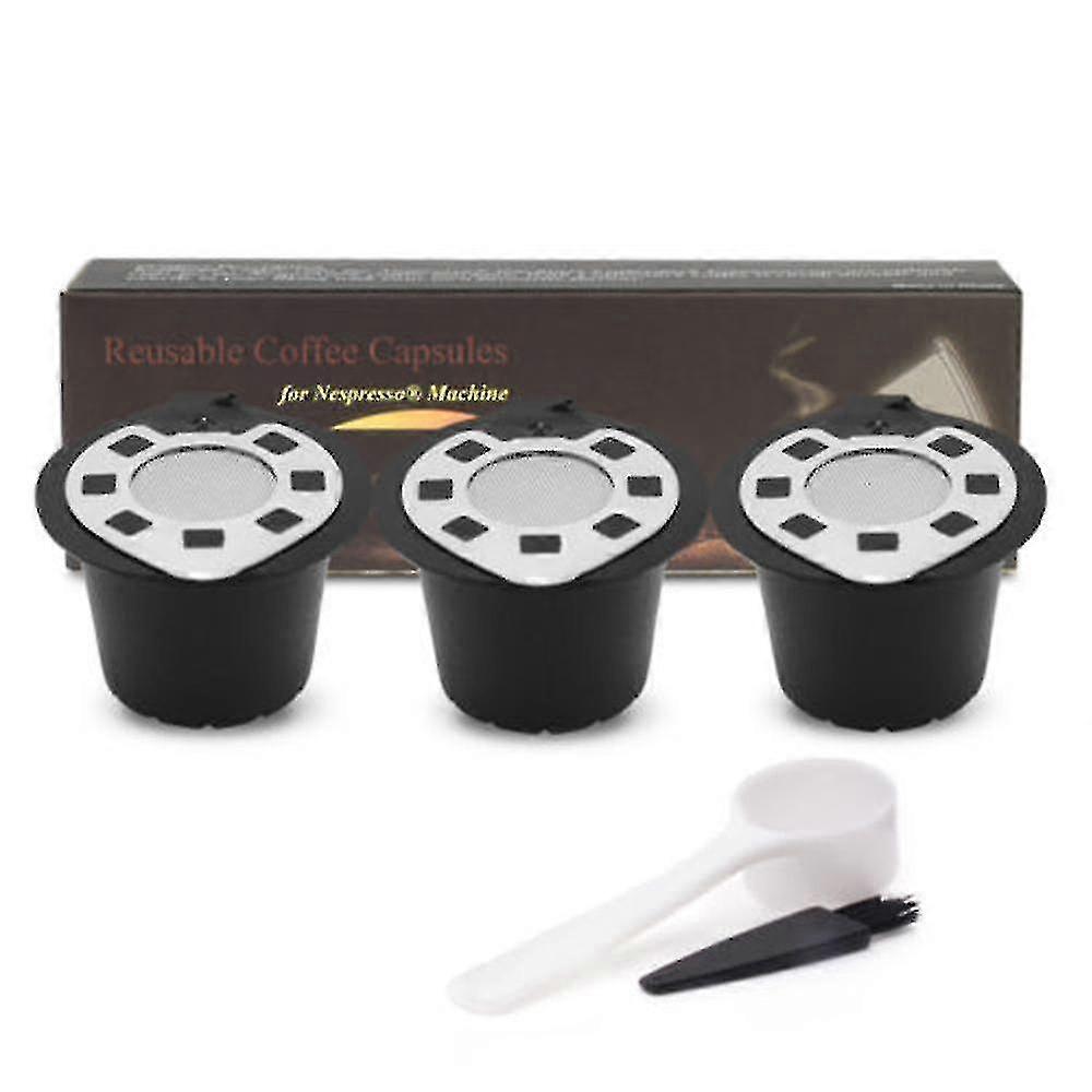 3pcs Sliver Refillable Coffee Capsule Pod For Nespresso Machine
