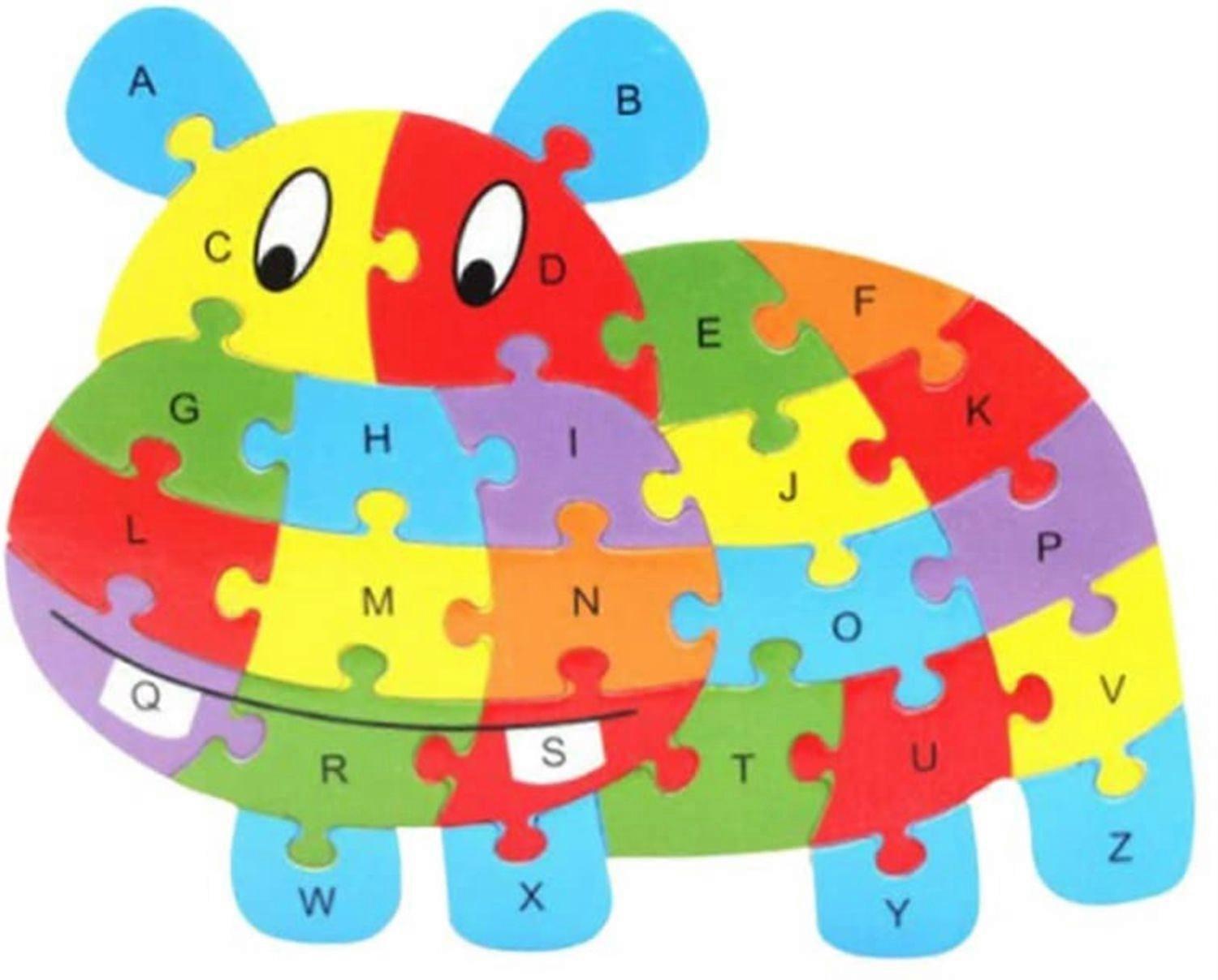 Alphabet Puzzle hölzernes ABC-Puzzle Bausteine Nilpferd-Tier-Puzzle-Puzzle Puzzle für Vorschul-Lernspielzeug