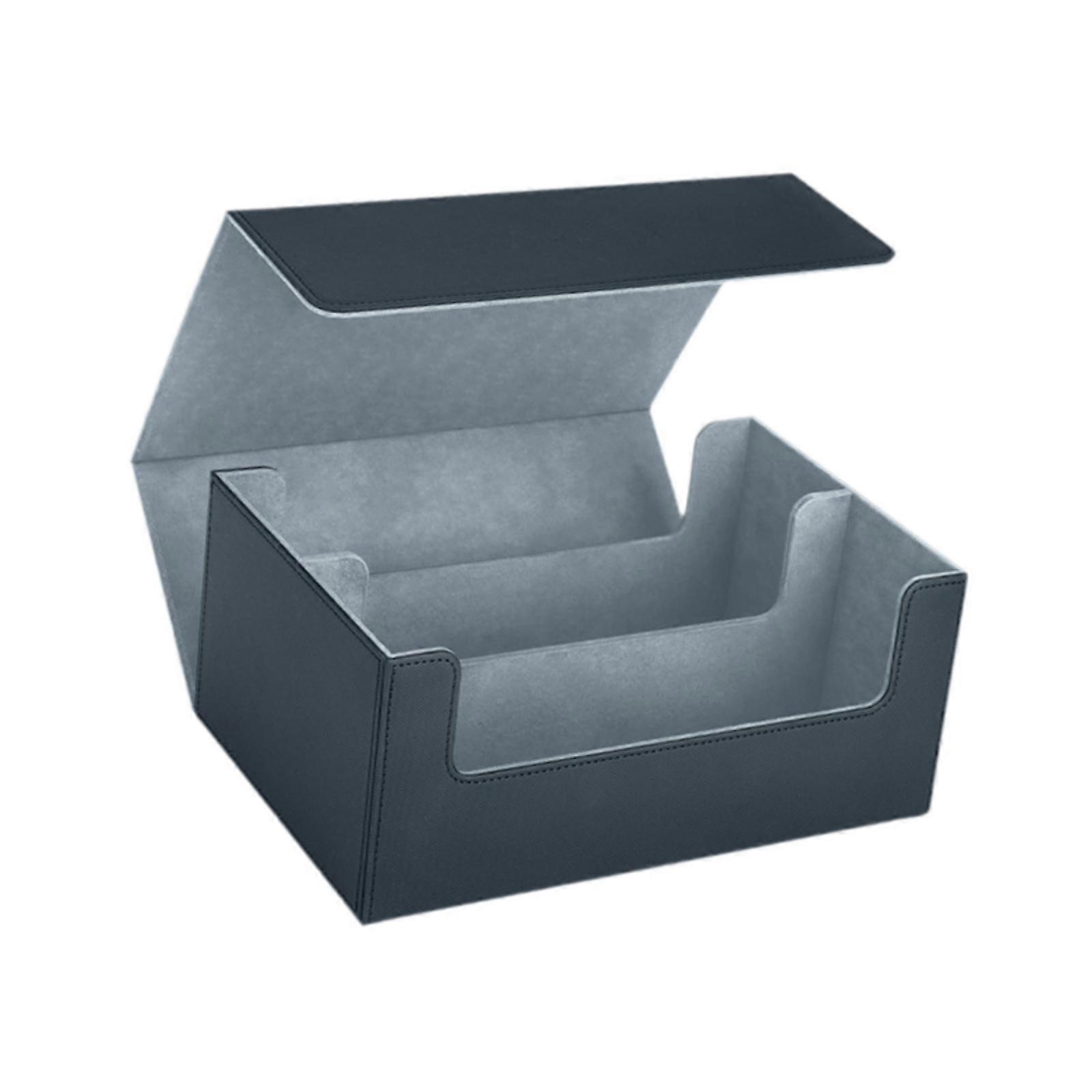 Card Deck Box Sleeved Card Holder Container Large Capacity Game Card Storage black and grey