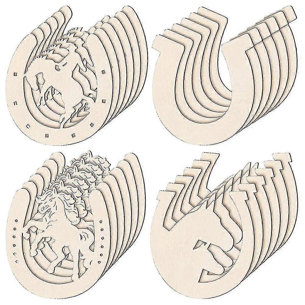 工芸品のための48個の馬蹄形の木製の切り抜き未完成の木製の蹄鉄小さなカウボーイパーティーデコ