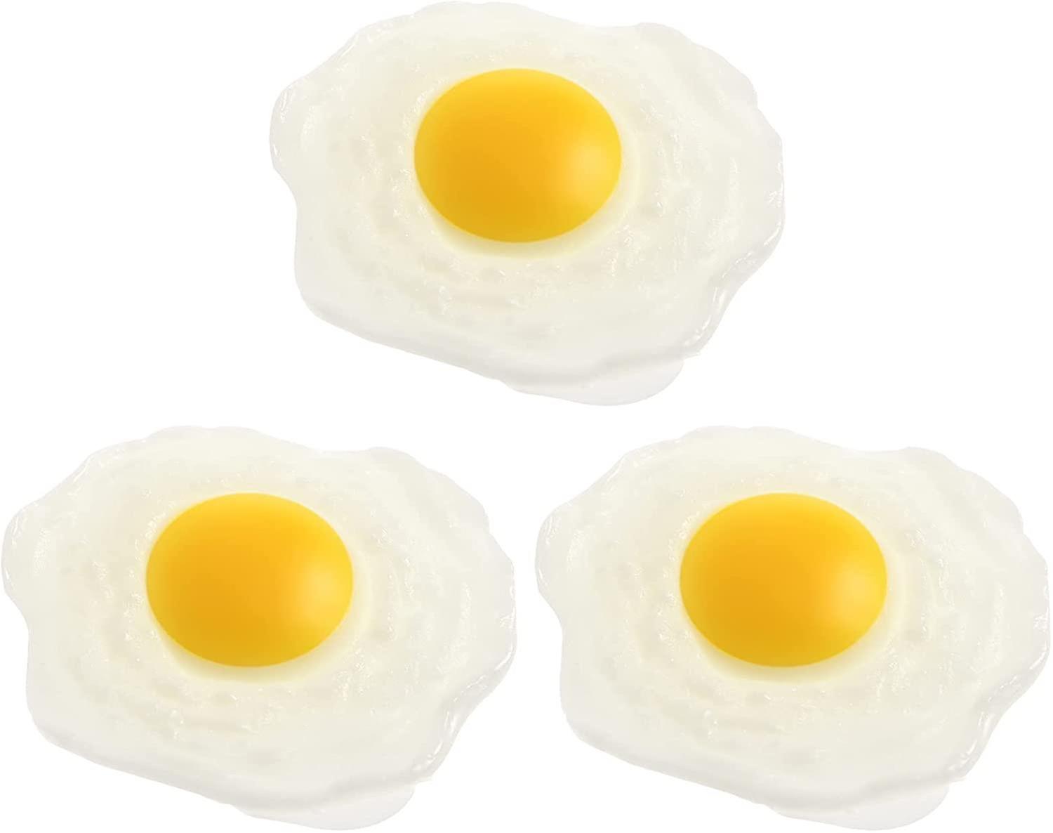 3 قطع لعبة البيض المقلي، لينة الاصطناعية المقلية البيض وهمية البيض المقلي للأطفال لعب الطعام أو مزحة لعبة