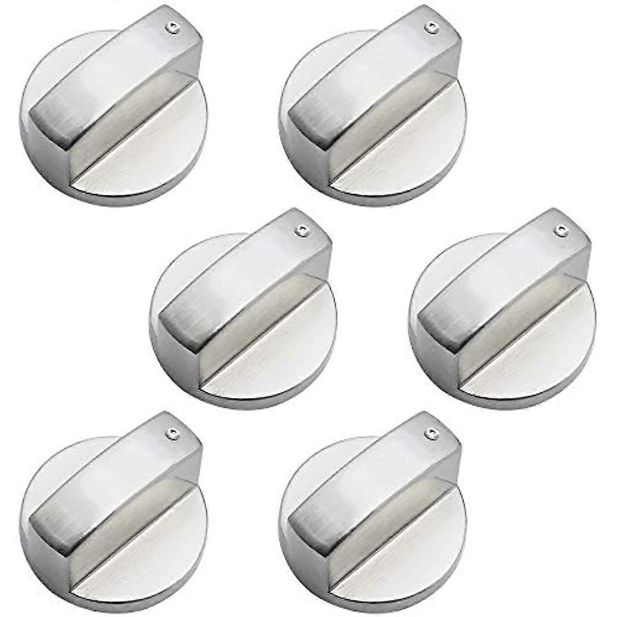 6 قطع موقد غاز مقبض معدني نحى 6 مم مقابض التحكم في موقد الغاز محولات محول التحكم الفضي العالمي مقابض فرن التبديل قفل التحكم في سطح الطهي