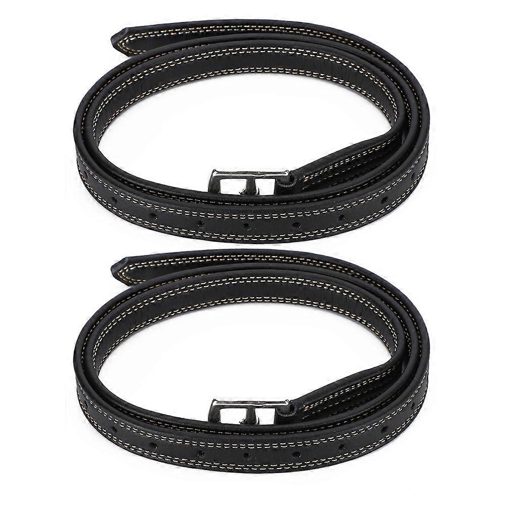 Bir Çift Britanya Eyer At Üzengi Kemeri Yumuşak Deri Mikrofiber Paslanmaz Çelik TokaSiyah