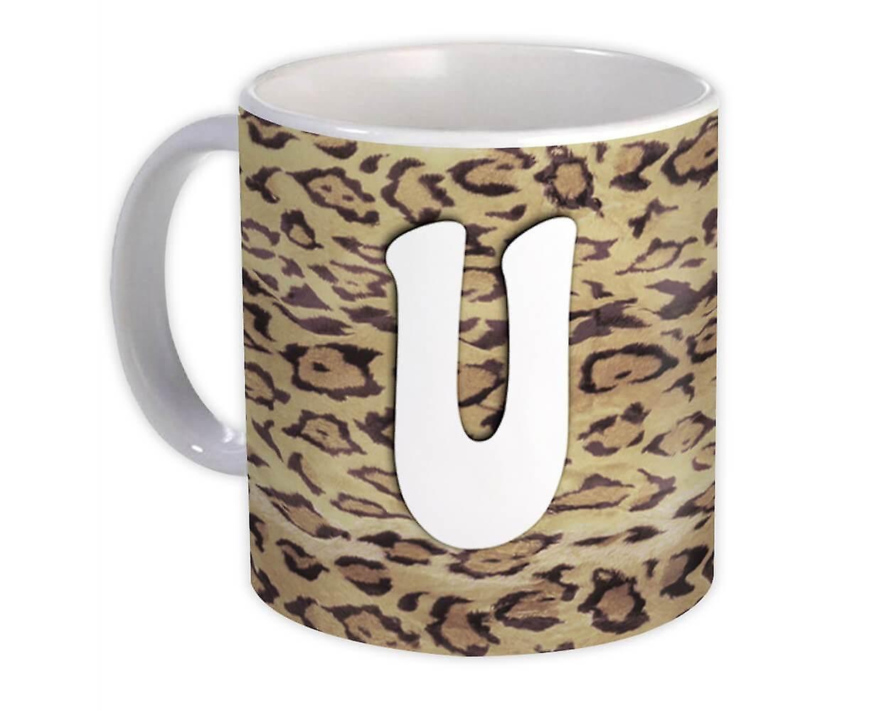 Geschenk Mok: Monogram Letter U Cheetah