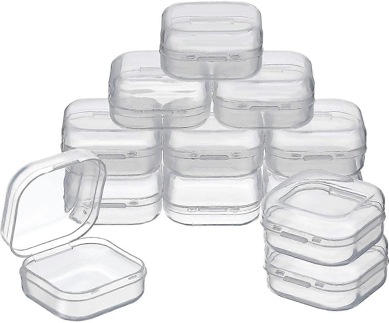 12 Pack Rectangular Clear Plastic Storage Containers Box with Hinged Lid for Beads and Other Small Craft Items