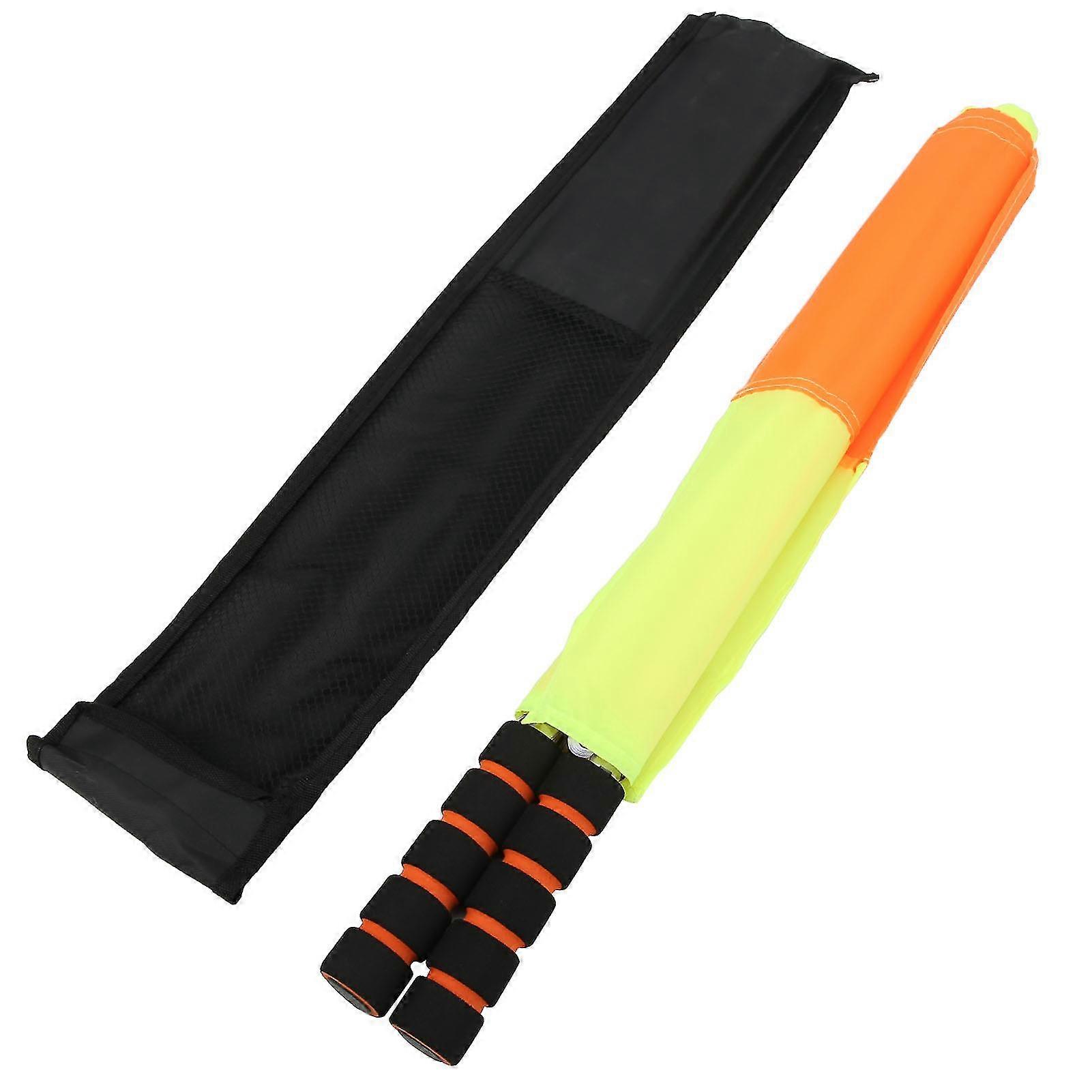 2pcs Referee Flags Linesman Hand Flags For Soccer Football Training With Storage Bag