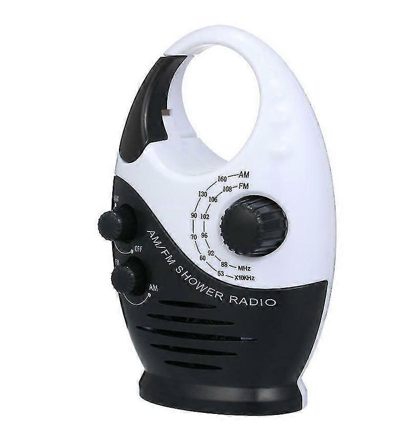 Wasserdichtes Duschradio Mini Am FM Einstellbares Duschradio mit oberem Griff, keine Null, Schwarz / Weiß