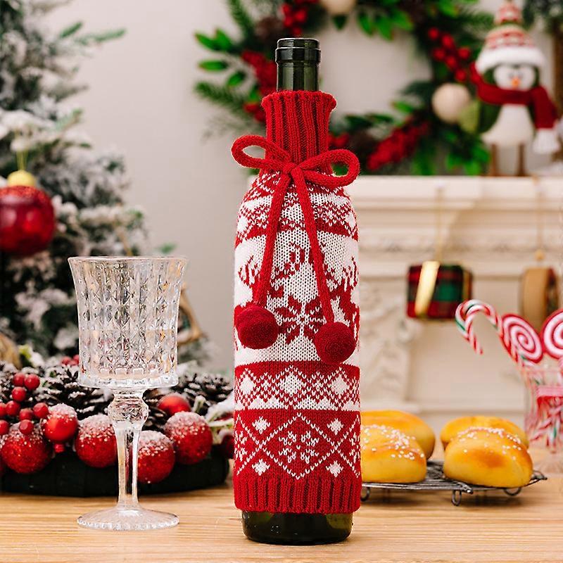 Knit Bottle Sleeve Wool Blend Fits Standard Bottles for Holiday Celebrations