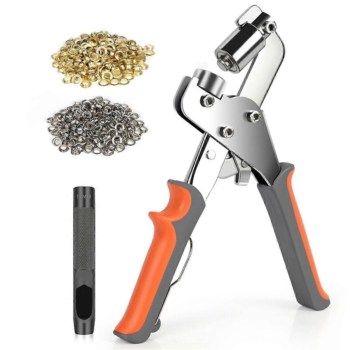 Grommet Tool Kit, 3/8 Inch Eyelet Pliers Tool(10mm) for Tarps, Fabric & Leather, with Hole Punch an