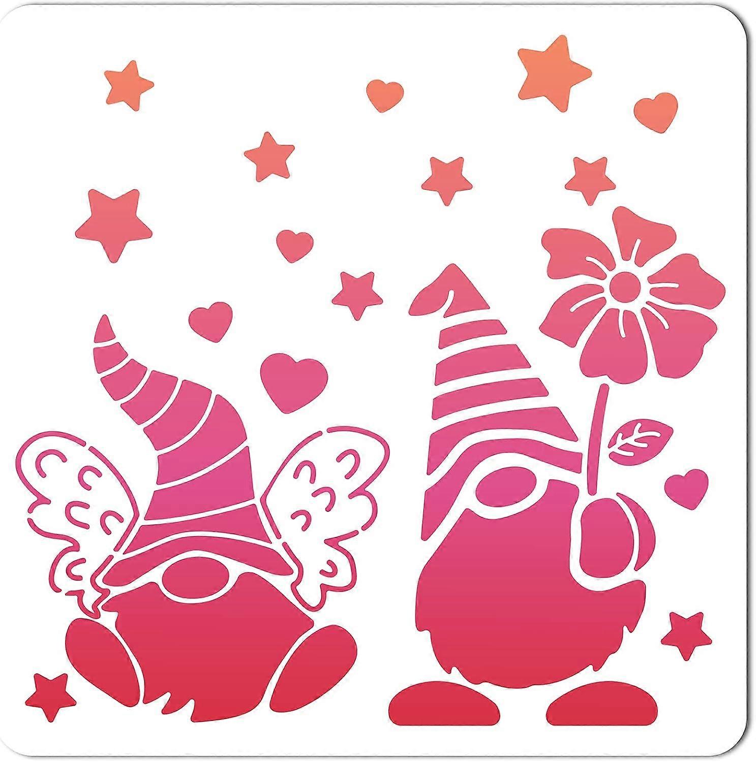 Large Gnome Stencils 12x12 Inch Reusable 4th of July Stencil Template Signs Decoration for Painting on Wood Wall Scrapbook Card Floor and Tile Drawing
