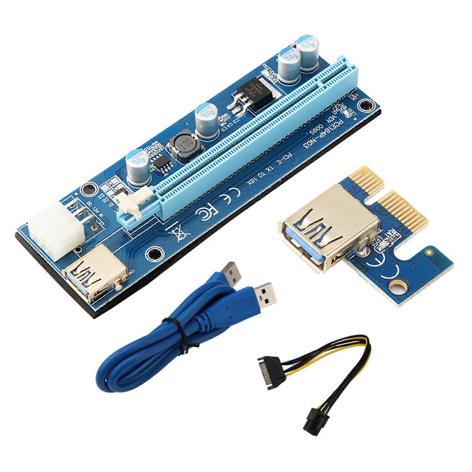 PCI-E Riser Card Sata 6p PCIE PCI-E for Express Adapter 1X 16X USB3.0 Extender