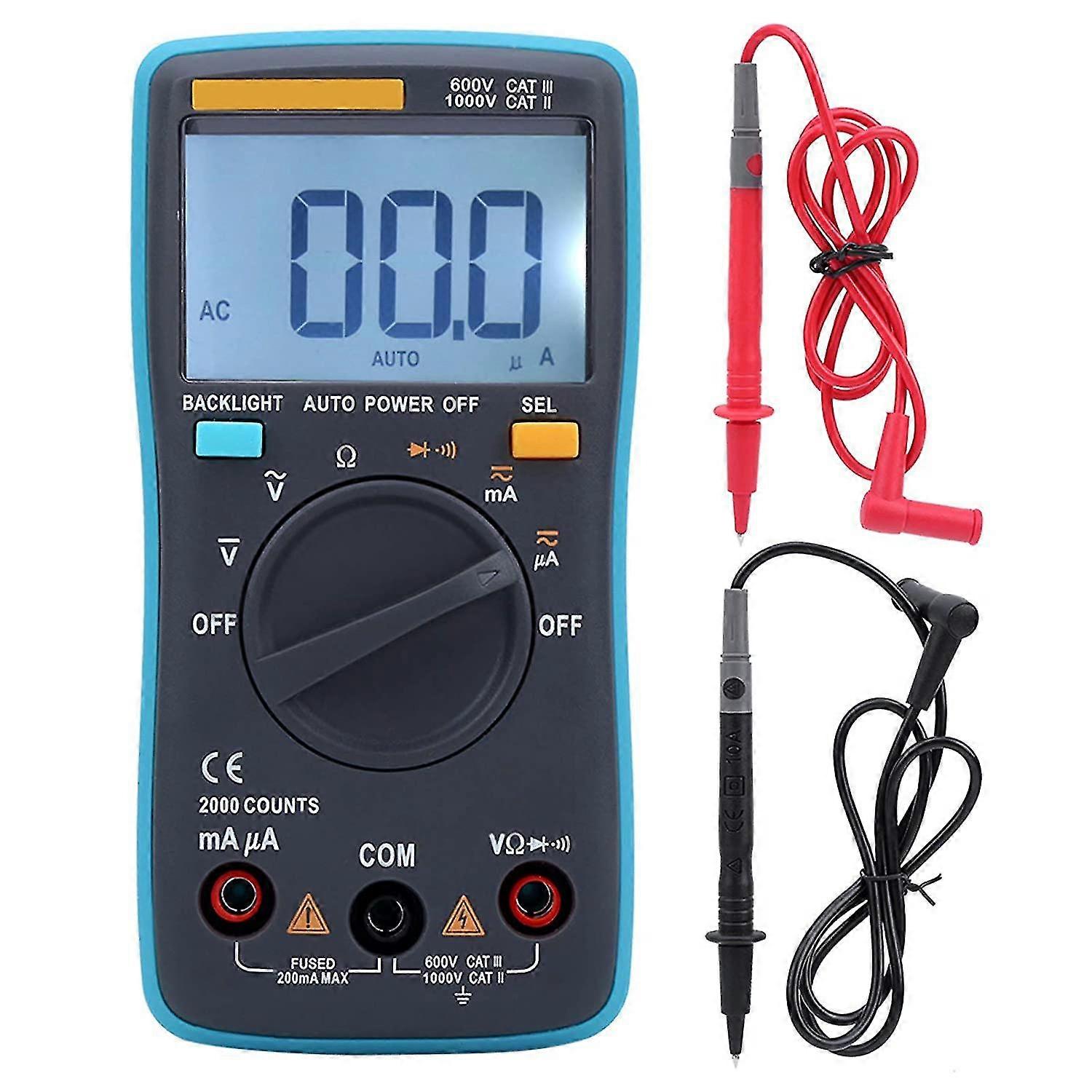 Zt-98 Multimeter, Ac Dc Voltmeter, Handheld Digital Multimeter, Ammeter Ohmmeter Volt Tester, Auto Range Multimeter With Backlit Lcd Display Qyroadwol