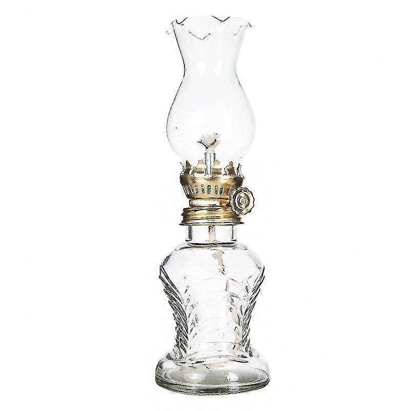Lampada a cherosene retrò, lampada a olio in vetro trasparente, lanterna, lampada a olio da tavolo regolabile