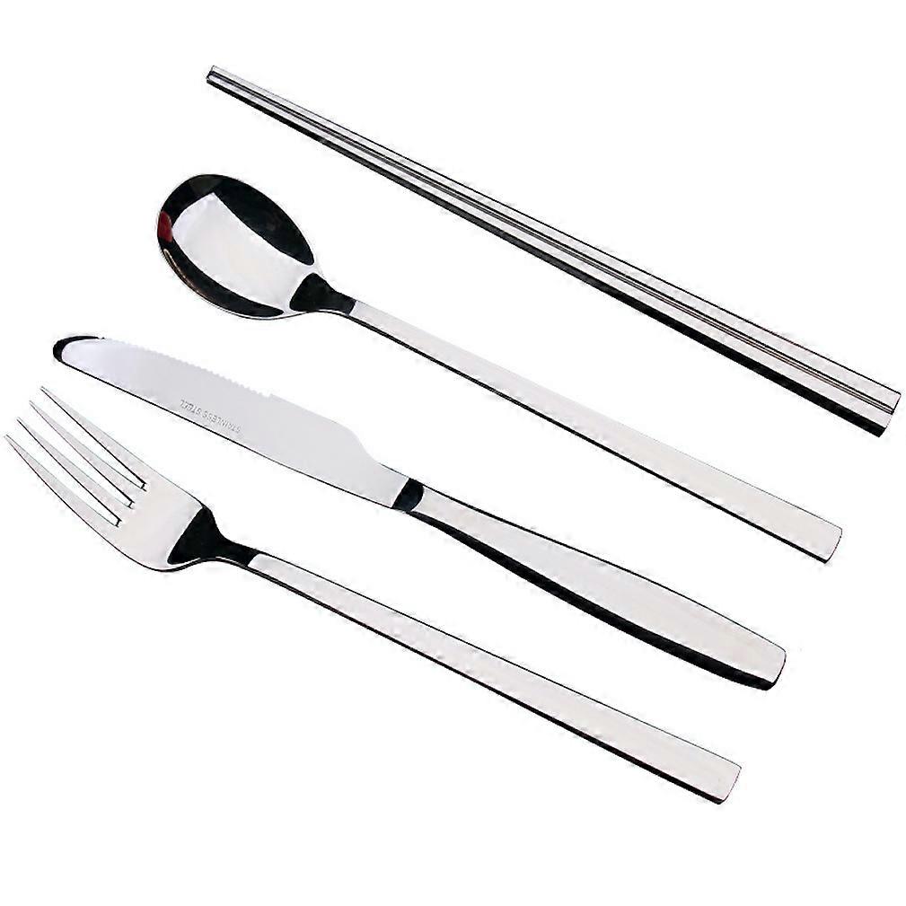 4pcs Cutlery Set Tableware Tableware Spoon Fork Knife Chopsticks Stainless Steel