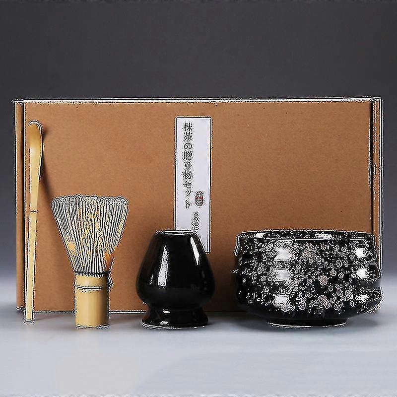 4pcs/set tradicional matcha presente set bambu cerâmica matcha tigela com whisk