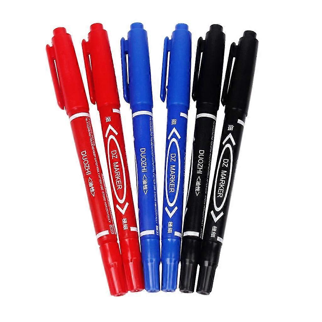 6pc Safe Twin Tip Permanent Marker For Making Notes And Glasses Processing