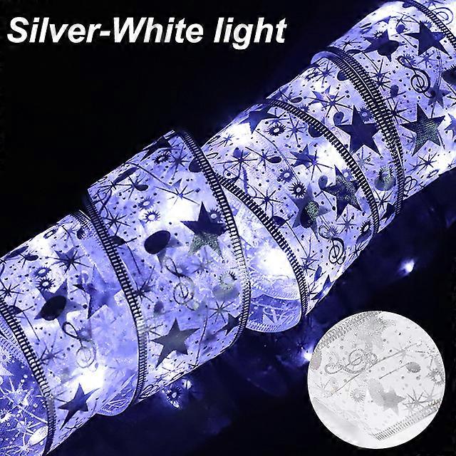 Christmas Ribbon Fairy Light LED Christmas Tree Ornaments Glowing DIY Bows String Lights For New Year Birthday Party Home Decor