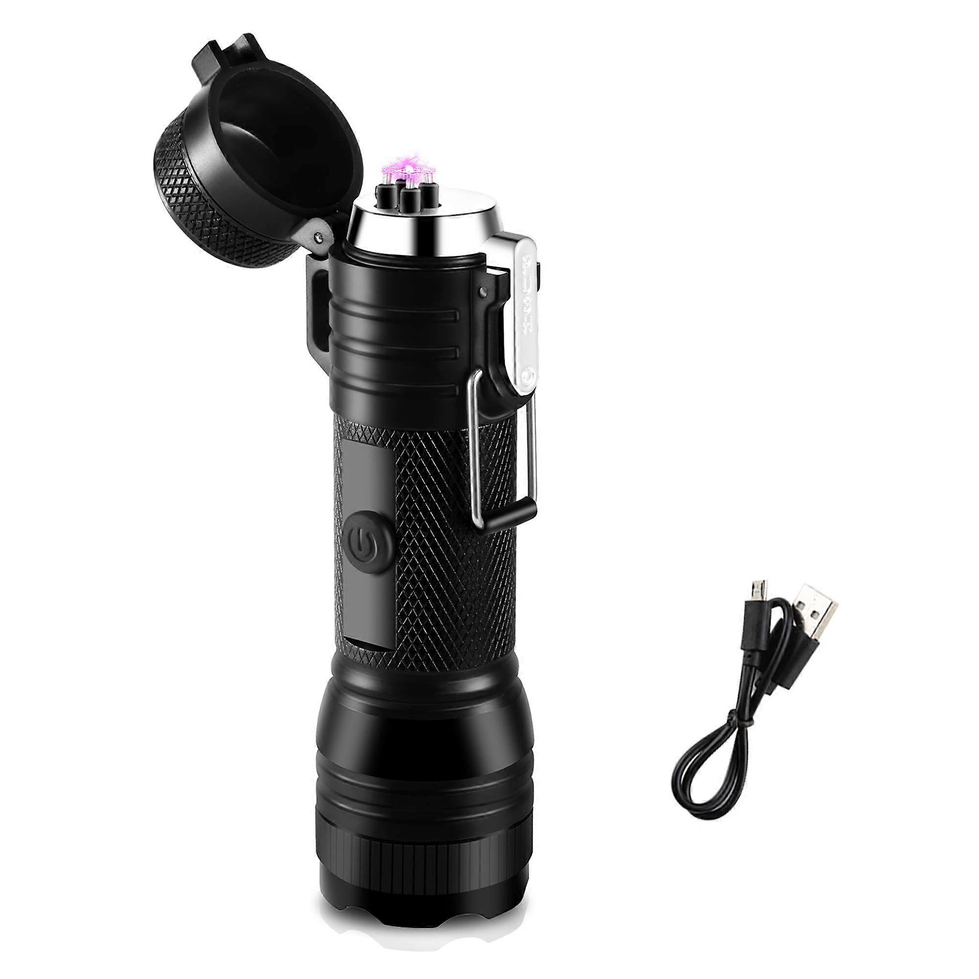 Electric Lighter, Ignition and Lighting 2 in 1 USB Rechargeable Flameless Lighter With Flashlight