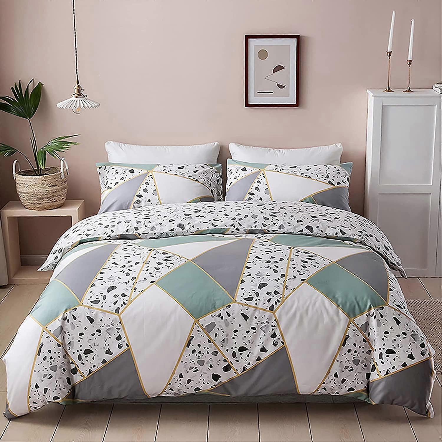 Twin Size 100% Nature Cotton Duvet Cover Set, Ultra Soft and Breathable Printed Comforter Cover Set with Zipper Closure and Corner Ties