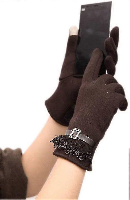 Women Touch Screen Elegant Gloves Lined Thick Gloves Winter Windproof Gloves