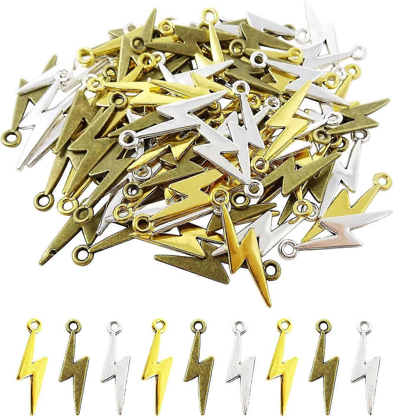90pcs Alloy Lightning Bolt Charms Pendant Mini Flash Thunder Dangle Charms