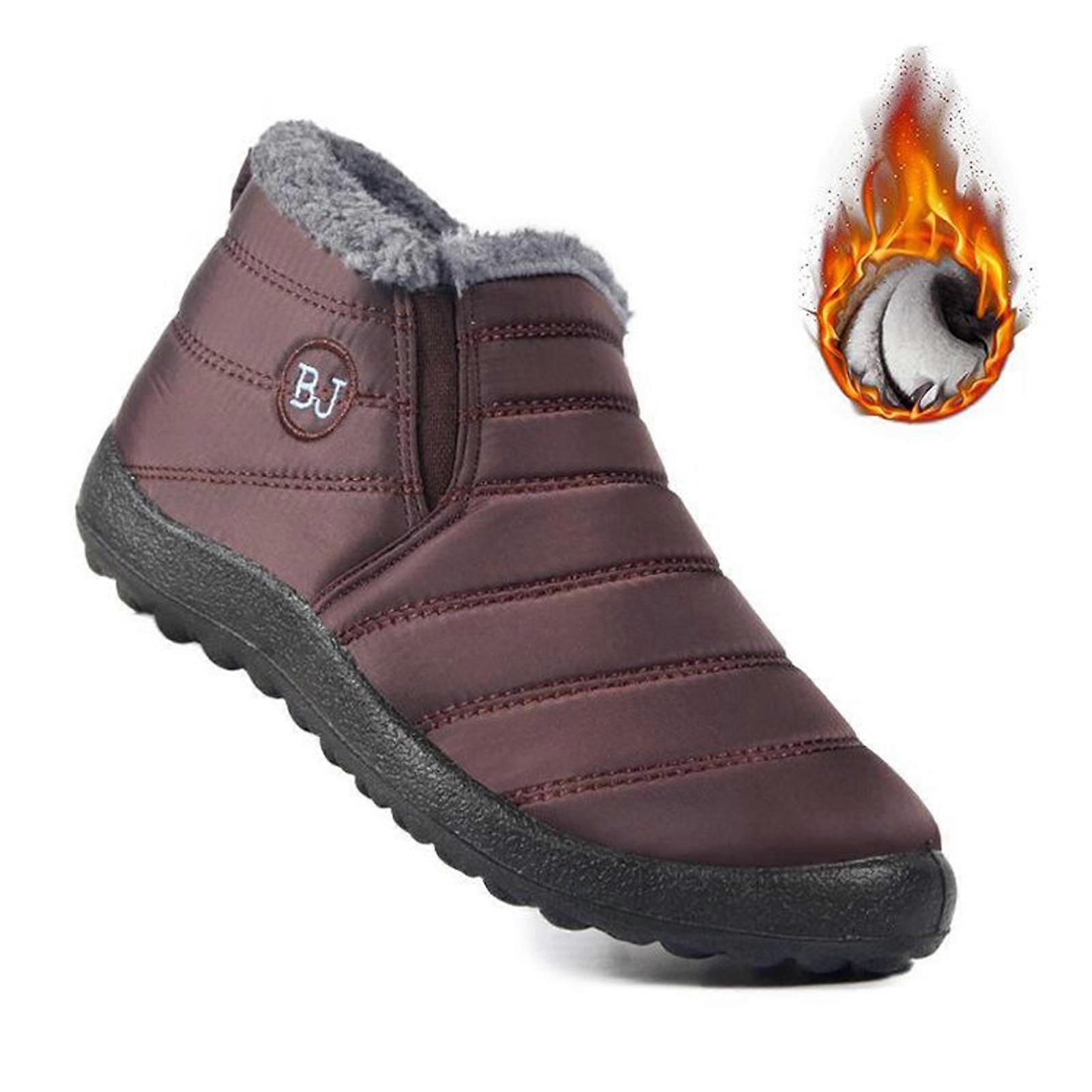 Zapatos impermeables de invierno para mujer Botas de nieve forradas de piel Slip On Warm Tobill Size