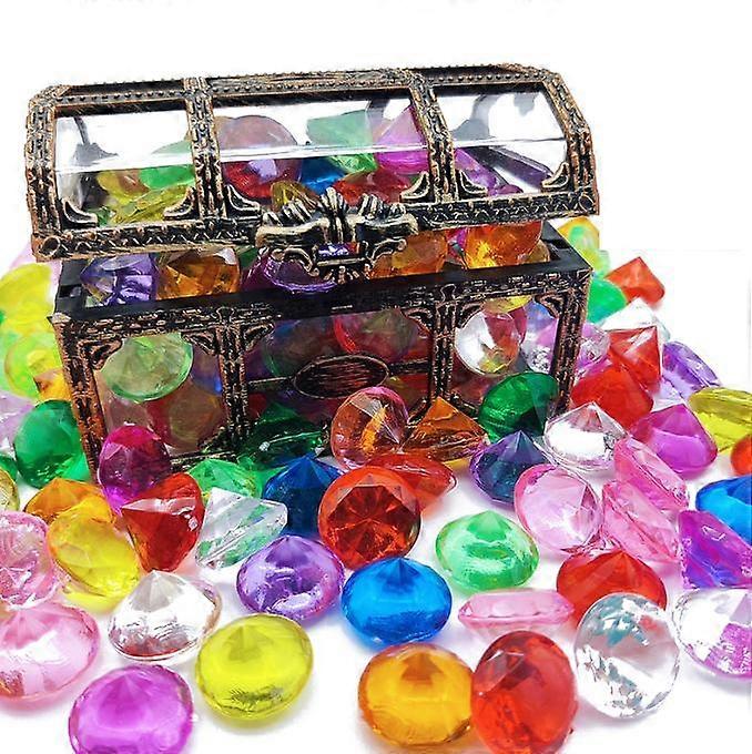 Diving Gem Pool Toy Colorful Diamonds Set with Treasure Pirate Box