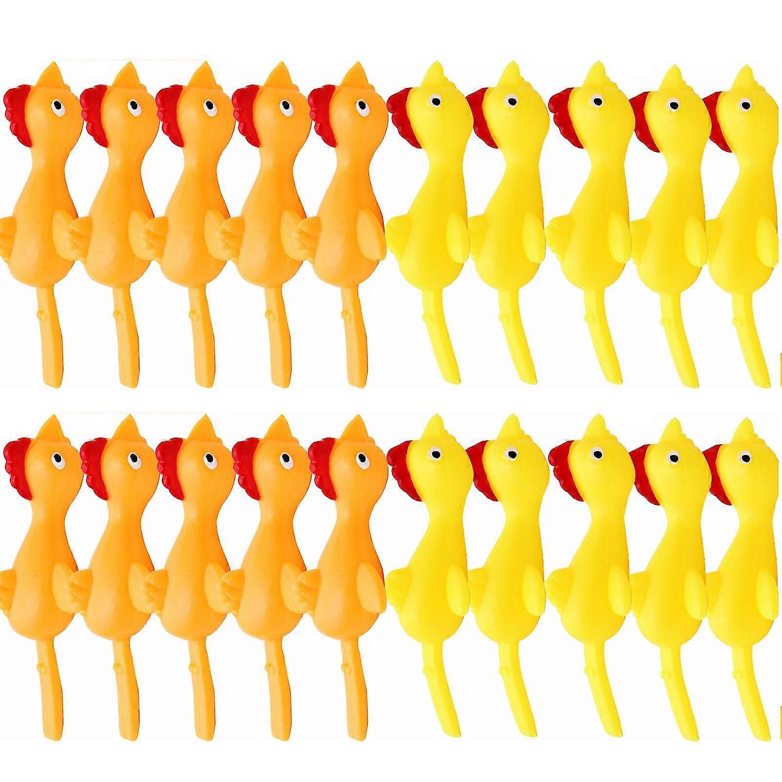 20 Pcs Creative Ejection Chicken Toy Light Rubber Finger Prank Flying Toy