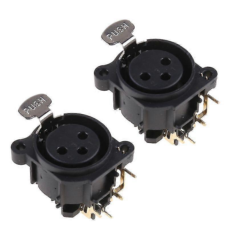 2pcs 3-pole Xlr Female Jack Panel Mount Chassis Socket Connector For Mic Guitar