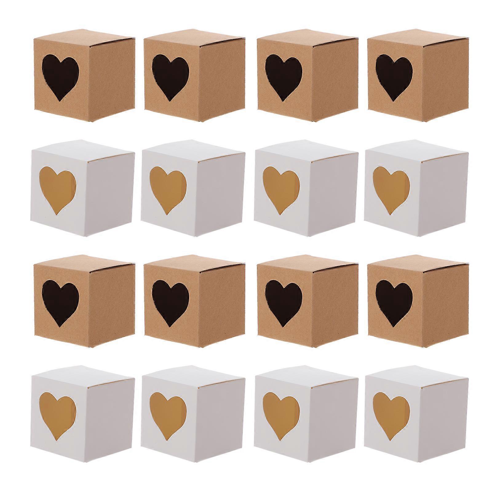 60Pcs Square Kraft Paper Boxes Candy Gift Cake Packing Heart-shaped Boxes