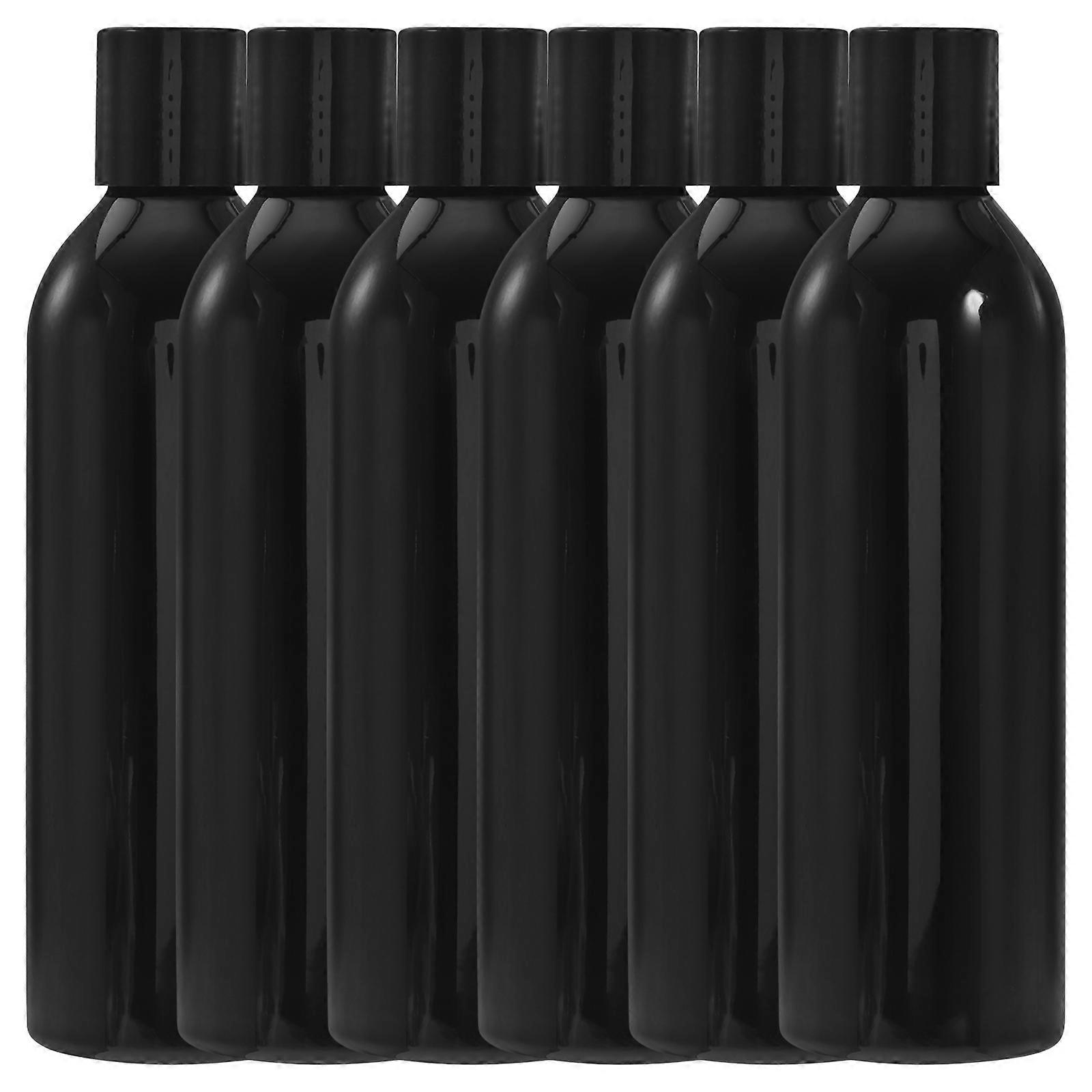 6pcs 250ml Press Type Lid Travel Bottles Portable Cosmetic Container Empty Bottle for Shampoo Lotion (Black Bottle and Lid)