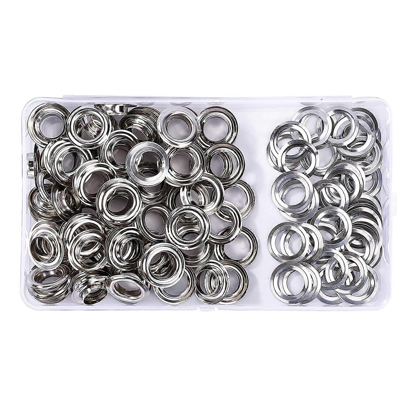 2023 New 100pcs 12mm Eyelet Tool Kit for Canvas, Tarpaulin, Tent and Clothing, Copper Metal Eyelets with Punch and Storage Box